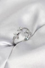 Minimal Kutup Yıldızı Model Gümüş Renk Kadın Yüzük