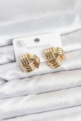 316L Çelik Gold Renk Sarmal Model Kadın Küpe