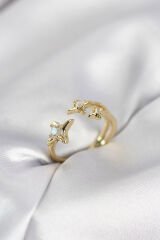 Minimal Kutup Yıldızı Model Gold Renk Kadın Yüzük