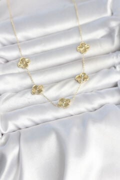 Gold Renk Yonca Model VIP Seri Kadın Kolye