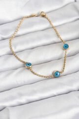 316L Çelik Gold Renkli Nazar Boncuk Model Kadın Bileklik