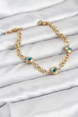 316L Çelik Nazar Model Gold Renk Kadın Bileklik