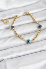 316L Çelik Nazar Model Gold Renk Kadın Bileklik