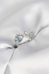 Gözyaşı Model Gümüş Renk Zirkon Taşlı Kadın Yüzük