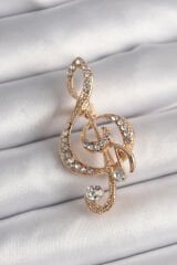 Pirinç Gold Renk Zirkon Taşlı Sol Anahtarı Model Kadın Broş