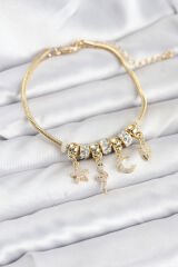 Pirinç Gold Renk Yılan Charmlı Kadın Bileklik
