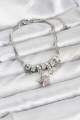 Pirinç Gümüş Renk Renkli Yıldız Charmlı Kadın Bileklik