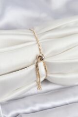 Gold Renk Zirkon Taşlı Papatya Model Asansörlü Kadın Bileklik