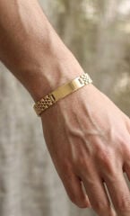 316L Çelik Gold Renk Zincir Künye Model Erkek Bileklik