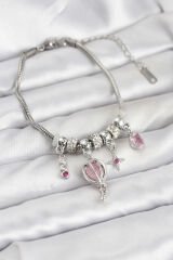 Pirinç Gümüş Renk Uçan Balon Charmlı Kadın Bileklik