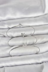 Gümüş Renk Zirkon Taşlı Pirinç 3'lü Kadın Bileklik Kombini