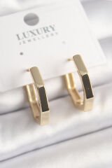 Pirinç Gold Renk Geometrik Halka Model Kadın Küpe