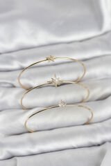 Gold Renk Kutup Yıldızı Model Zirkon Taşlı 3'lü Kadın Bileklik Kombini