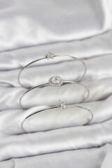 Zirkon Taşlı Gümüş Renk Tek Taş Model 3'lü Kadın Bileklik Kombini