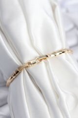 Pirinç VIP Seri Gold Renk Zirkon Taşlı Yıldız Model Kadın Bileklik