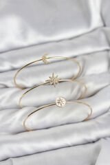 Gold Renk Zirkon Taşlı Kutup Yıldızı Model 3'lü Kadın Bileklik Kombini