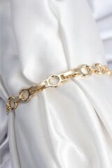 Pirinç VIP Seri Gold Renk Sıralı Halka Model Kadın Bileklik