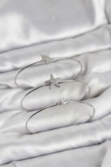 Gümüş Renk Zirkon Taşlı Deniz Yıldızı Model 3'lü Kadın Bileklik Kombini