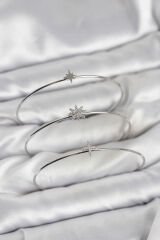 Zirkon Taşlı Kutup Yıldızı Model Gümüş Renk 3'lü Kadın Bileklik Kombini