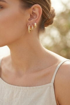 3 lü Set Gold Renk Halka Model Küpe