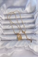 316L Çelik Gold Renk Zirkon Taşlı Ay Figürlü Tarot Kolye