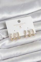 Gold Renk Pirinç Zirkon Taşlı Kadın Küpe