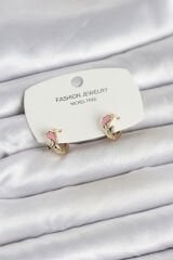 Pembe Yunus Balığı Model Gold Renk Pirinç Çocuk Küpe