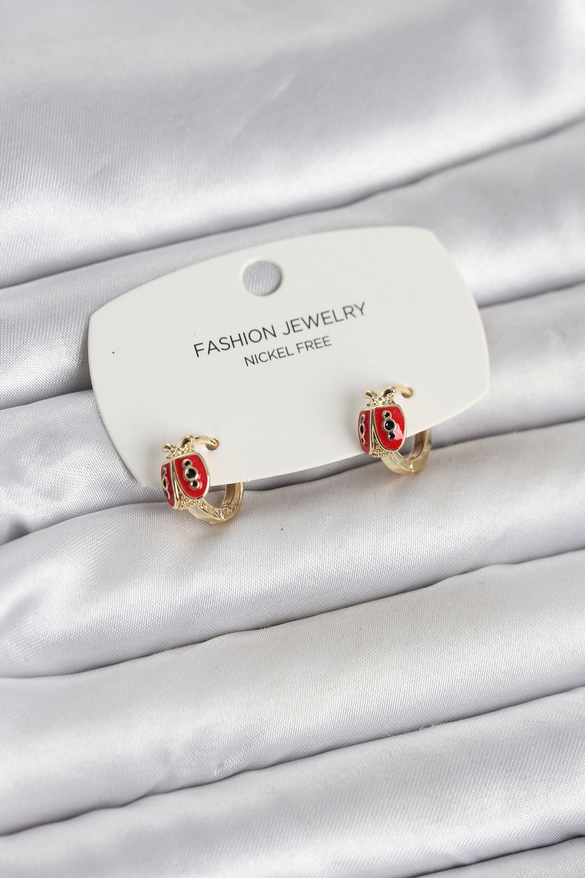 Uğur Böceği Model Gold Renk Pirinç Çocuk Küpe