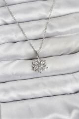 316L Çelik Zincir Gümüş Renk Lotus Model Zirkon Taşlı Kadın Kolye