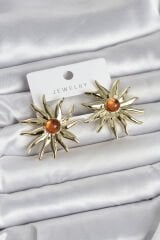 Güneş Model Gold Renk Pirinç Kadın Küpe