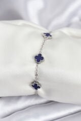 316L Çelik Gümüş Renk Lacivert Baby Boy Yonca Kadın Bileklik