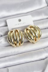 Pirinç Gold Renk Vintage Kadın Küpe