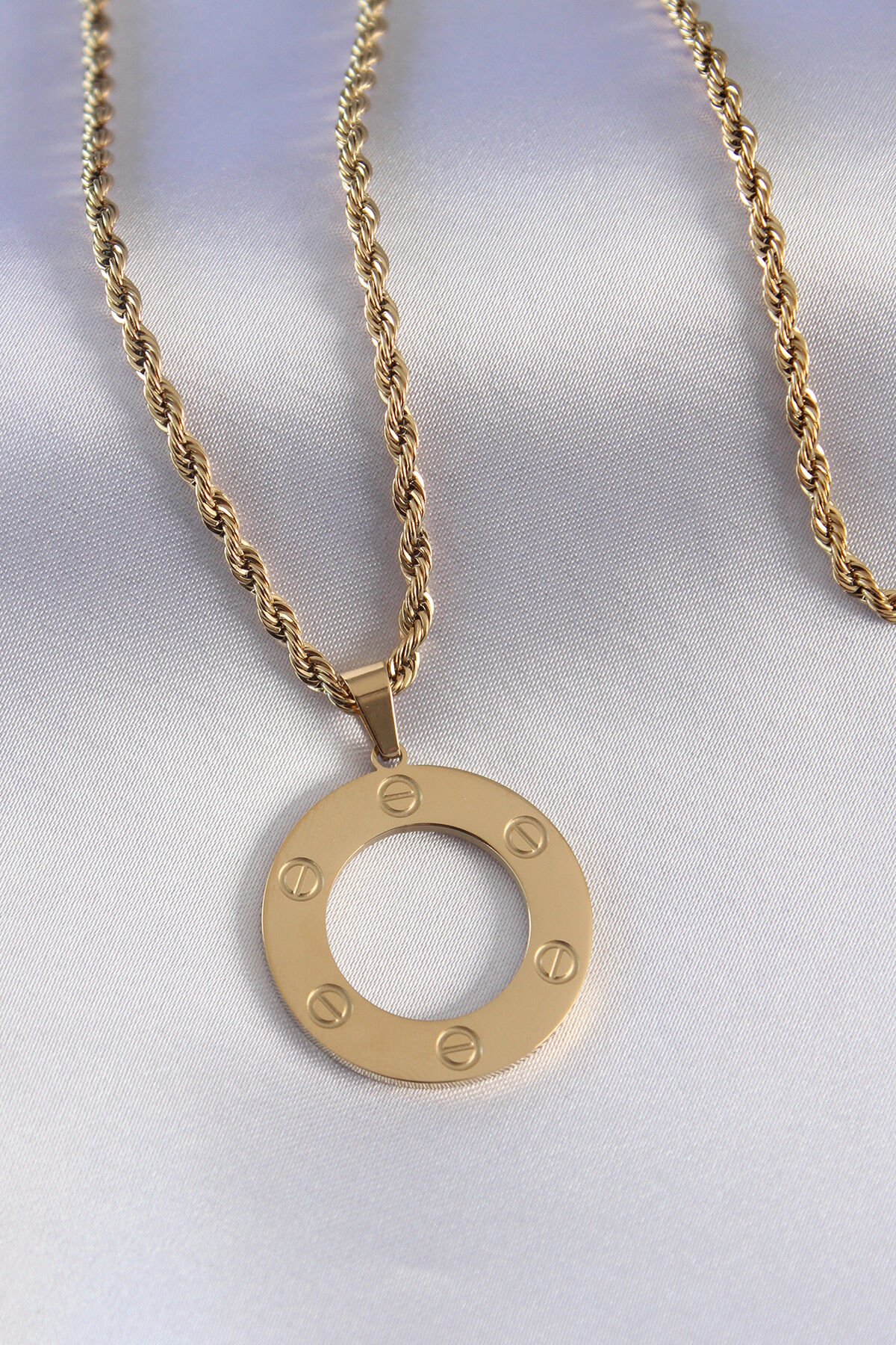 316L Çelik Gold Renk 60cm Burgu Zincir Kadın Kolye