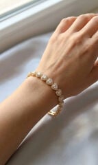Pirinç Vip Seri Gold Renk Zirkon Taşlı Kalp Model Bileklik