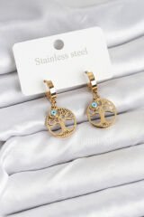 316L Çelik Yaşam Ağacı Model Kadın Küpe