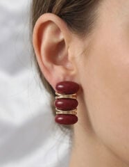 Bordo Vintage Model Gold Renk Kadın Küpe
