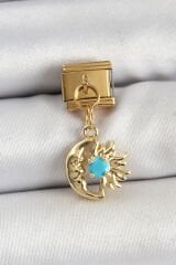 316L Çelik Sallantılı Ay Ve Güneş Model Gold Renk Nomination Charm