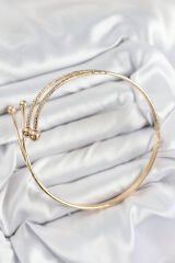 Pirinç Topcuk Model Gold Renk Kadın Pazu Bileklik