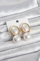 Pirinç Gold Renk Model İncili Kadın Küpe