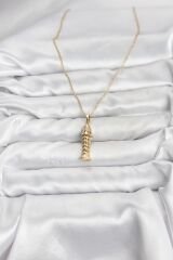 316L Çelik Zincir Gold Renk Balık Model Zirkon Taşlı Kadın Kolye