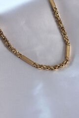 316L Çelik Gold renk Kral Zincir Renk İşleme Detay Erkek Kolye