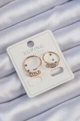 Xuping Rose Renk Zirkon Taşlı Su Yolu Küpe