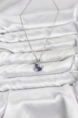 316L Çelik Zincir Gümüş Renk Gece Model Zirkon Taşlı Kadın Kolye