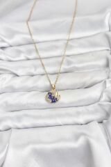 316L Çelik Zincir Gold Renk Gece Model Zirkon Taşlı Kadın Kolye