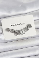 316L Çelik Gümüş Renk Yonca Küpe Seti