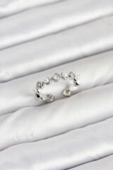 Pirinç Gümüş Renk Zirkon Taşlı İncili Kadın Yüzük