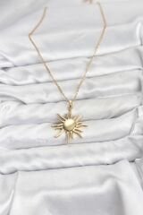 316L Çelik Zincir Gold Renk Güneş Model Kadın Kolye