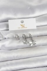 Pirinç Gümüş Renk Kelebek Model 3'lü Kadın Küpe