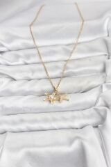 316L Çelik Zincir Gold Renk Deniz Yıldızı Model Zirkon Taşlı Kadın Kolye