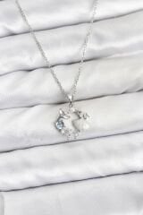 316L Çelik Zincir Gümüş Renk Deniz Tema Model Zirkon Taşlı Kadın Kolye